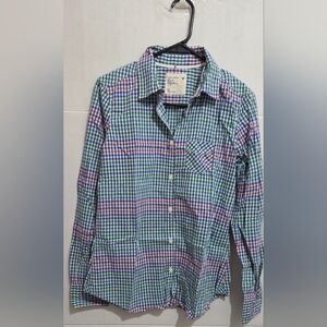 American Eagle Outfitters Checkerd Green Flannel Shirt Women’s Size 10